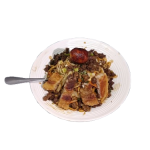 b4 topped with carabeef + pork liver + karahay + longganisa